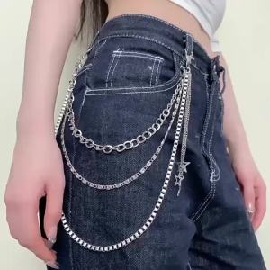 Jeans Pants Decorative Pendant Star Tassel Metal Waist Chain