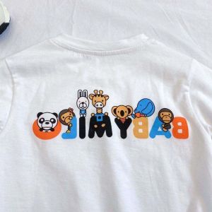 เสื้อยืดผ้าฝ้ายพิมพ์ลายสัตว์น่ารักสําหรับเด็กแขนสั้นระบายอากาศสไตล์ลําลองคอกลมเสื้อเด็กสําหรับฤดูร้อน