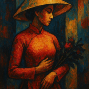 Tranh Nghệ thuật "Cô Gái Việt Nam Đội Nón Lá" VIETSMART ART - Sơn dầu 60 x 90cm