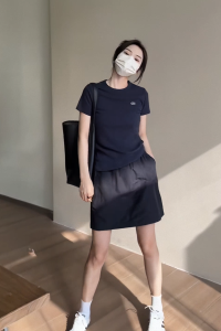 Cotton round Neck Short Sleeve T-Shirt Womens Summer Loose Fit Korean Style Printed Casual Top Commute Straight Tube Type