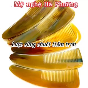 Lược sừng chuôi liềm trơn chải tóc gỡ rối lưu thông máu giúp trí não tỉnh táo