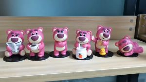 Bộ 6 Mô Hình Gấu Dâu Lotso Dễ Thương Món Tráng Miệng Cao 8cm Nhựa PVC Cao Cấp Mô Hình Decor Trang Trí Bộ Sưu Tập