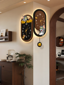 HAOJIUBUJIAN | Vintage Tom and Jerry Corner Wall Clock Dual-Sided Calendar