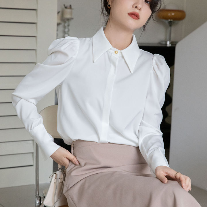 YIGE white blouse for women 2023 New Korean Edition Women s Shirt 2023 Design formal tops women elegant silk Lazada PH