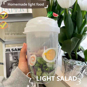 1pc White/Green Portable Bottle Salad Container Bottle-Shaped Bento Salad Bowl For Lunch Salad Box With Fork Salad Bowl