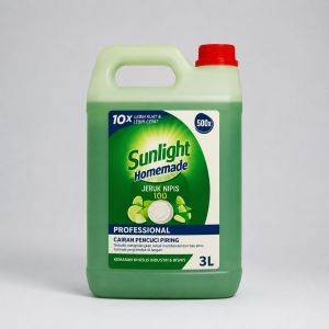 Sunlight Homemade Jeruk Nipis 100 Professional Dishwashing Liquid 5L 10x Grease & Dirt Removal 500 Washes