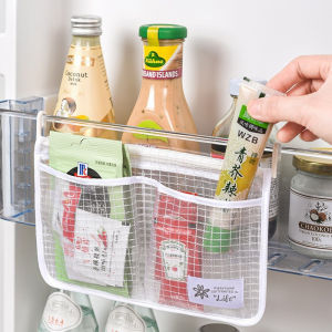 2 Pcs Refrigerator Door Organizer Set Fridge Hanging Mesh Bag Refrigerator Side Door Sundries Sorting Bag Hanging Organizer