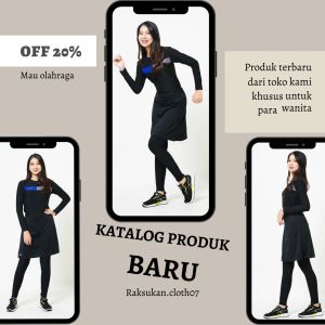 Setelan Baju Olahraga Wanita Raksukan / Kaos Manset Wanita Olahraga / Manset dan Legging Rok Women