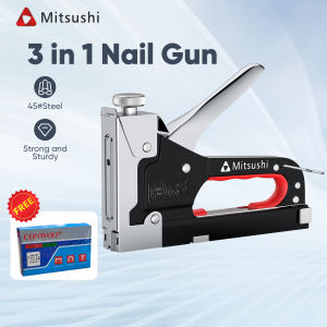 Mitsushi 3In1 Staple Gun Tacker Heavy Duty Nail Staple Metal Stapler Gun Industrial Staple Gun with Nail with 600 PCS Nails