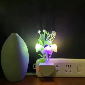 Colorful Mushroom Night Light Plug-In Bedside Feeding Nightlight Hallway Corridor Glow-in-the-Dark Lamp Bedroom Lighting