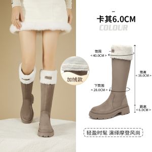 Daphne Womens Long Fur Lined Thickened Winter Boots Comfortable High Top Snow Boots Cotton Boots for Daily Wear Waterproof Platform