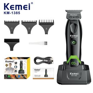 Kemei | Kemei 1385 Professional Barber Hair Trimmer T-Blade 7500RPM LED Display Men Hair Clipper 0mm Finish Hair Cutting Machine
