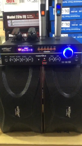 Konzert KCS-222 Micro Component System 8 inch speaker 300W X w/ USB/SD Slot/FM/Bluetooth and Free 2 wireless Microphone and wall bracket
