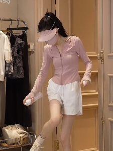 Womens Ice Silk Lightweight Sun Protection Jacket Hooded Short Top Fashionable Summer Outerwear Breathable Versatile Style