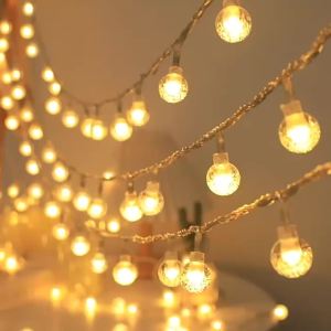 1.5-10m LED Crystal Ball Garland String Lights Indoor Decor Holiday Christmas Lamp 10/20/40/80 LED Fairy Lights Battery Operated