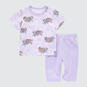 Spring Summer Childrens Cotton Pajamas Set Short Sleeve Two-Piece Cartoon Pure Cotton Home Clothes Sleepwear Set for Kids