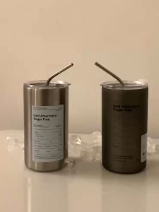 【Free Shipping】360/600ML Double Layer Insulated Coffee Cup With Straw & Cup Cover