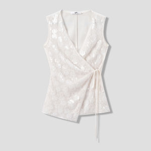 Fringe Sequin V-Neck Sleeveless Top