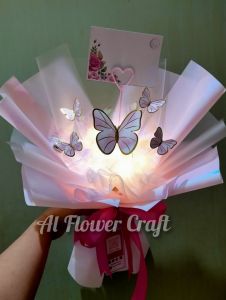 [BUTTERFLY] Bouquet Buket Bunga Kupu-Kupu LED Lampu For Gift Hadiah Kado Wedding Wisuda Anniversary Ultah Birthday