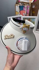 หมวกกันแดดกลาง พร้อมพัดลมการ์ตูนฤดูร้อน USB แบบว่างเปล่าสำหรับเด็ก