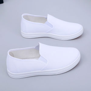 JIFANPAUL | New Easy-on Canvas Slip On Shoes Soft Bottom Anti-slip White