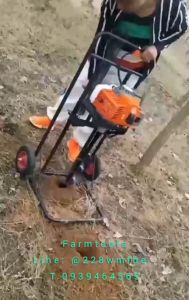 เครื่องขุดดินพร้อมโครง 2ล้อ รุ่น 63CC + ดอก 8 นิ้ว หัวนำเจาะใหญ่ - สินค้าพร้อมส่งในไทย