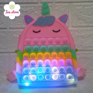 Tas Ransel pop it Unicorn LED