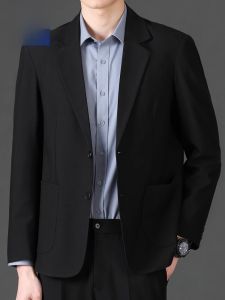 ROMON | Romon Mens Casual Loose Fit Business Suit Jacket Spring Autumn Fashion Urban Style Polyester Blend Long Sleeve Single Button