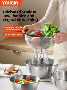 youqin | Multipurpose Stainless Steel Kitchen Basin for Cleaning Eggs and Dough