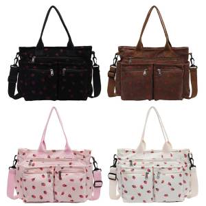 Trendy Women Shoulder Bag with Strawberry Design Spacious Crossbody Bag for Shopping and Outings