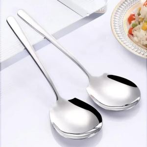 1/2/4Pcs Silver 304 Stainless Steel Serving Spoons Long Handle Large Spoons Essential Tableware for Home Kitchens Shovel Spoon