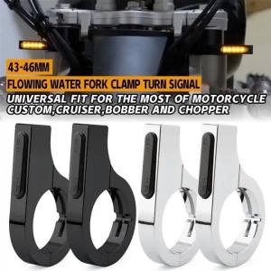 28-58mm Motorcycle Universal LED Front Fork Tube Turn Signal Light Running Indicator Mount Clamp for Harley Honda Suzuki Aprilia