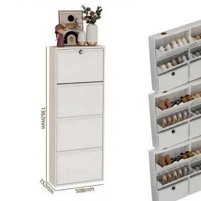 DIBIOU | Lockable Security Outdoor Steel Slim Flip-top Shoe Cabinet 15cm
