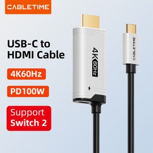 CABLETIME USB C to HDMI Cable PD 100W 4K 60HZ for Nintendo Switch 2 1 OLED Type C to HDMI Cable Adapter Prefect for Laptop PS4/5
