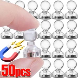 50Pcs Strong Magnetic Pushpins Neodymium Transparent Push Pins Refrigerator Whiteboard Sucker Thumbtack Home Office School Fixed Tool