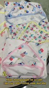 Combo 2 Chăn ủ quấn bé sơ sinh - Khăn quấn ủ cho bé có nón bé trai bé gái 0-6 tháng