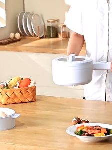 Electric Cooker 1.5L Electric Steamer for Cooking Cermic Glaze Non Stick Electric Pot Dual Power Multi-function