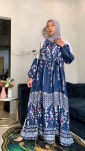 Gamis Sarimbit Hanami Full Motif Premium Murah Elegan Wanita Muslimah Dewasa Remaja Perempuan