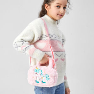 Cute Crossbody Bag Unicorn Plush Shoulder Bags Unicorn Animals Messenger Bag Kids Keys Coin Purse