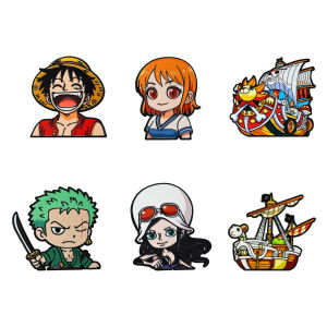 Bandai | 6pcs Cartoon Pirate Enamel Pins Set Anime Character Metal Brooches Pirate Ship Lapel Badges for Backpack Decor Gift For Fans