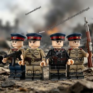 Military Minifigures Set NKVD Soldier Lieutenant Major Assembly Toys