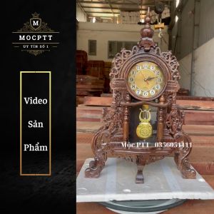Đồng Hồ Quả Lắc gỗ Mun Đuôi Công kích thước 70 x 44 x 14 cm trang trí phòng khách phòng làm việc vân vân