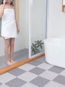 LIVABLE Floor Mat Non-Slip Bath Mat Mesh Drainage Mat 30x30CM Adjustable Square PVC Water Proof Cushion Bathroom Shower Mat DIY Toilet Bathroom Floor Mat