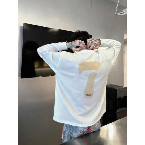 Áo Thun Dài Tay Cotton Phong Cách Mỹ Thường Ngày Cho Nam Mùa Thu Áo Thun Cotton Rộng Rãi Thoải Mái Đa Năng Áo Thun Cơ Bản