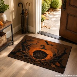 VIKAMA Vintage Phong Cách Đồng Quê Halloween Thảm Chống Trơn Trượt Dễ Dàng Vệ Sinh Thảm Chùi Chân Cho Lối Vào Phòng Tắm Hành Lang Trang Trí Nhà 100% Polyester