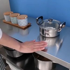 NS 304 Stainless Steel Workbench: A Durable Kitchen Console Packing Table Furniture Double Layer Stainless Table 150x60x80