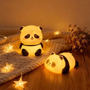 2026 New Panda Night Light Living Room Cute Panda Plastic Lamp Bedside Decor Creative Kids Night Light Birthday Gift Decoration
