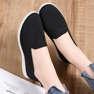 Fly Weave Leisure Shoes For Women On Sale Breathable Rubber Mesh Shoes For Lady Korean Lightweight Jogger Shoes