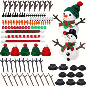 12pcs DIY Snowman Craft Kit - Clay Snowmen for Christmas Stocking Fillers & Tree Ornaments Festive Holiday Decorations