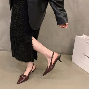 Niche High Heels Red Toe Sandals Fairy Shoes Spring and Summer Black French Pointed Toe Shoes